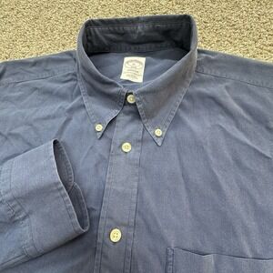 Brooks Brothers Button Up Shirt Men's XL‎ Navy Blue Long Sleeve Polo Madison